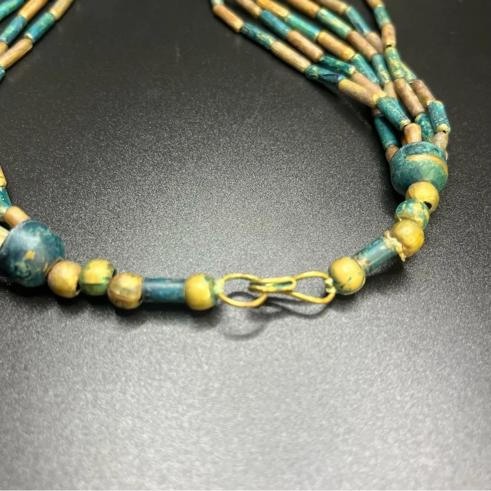 Vintage Style Boho Necklace Painted Wood Beads - Picture 9 of 14